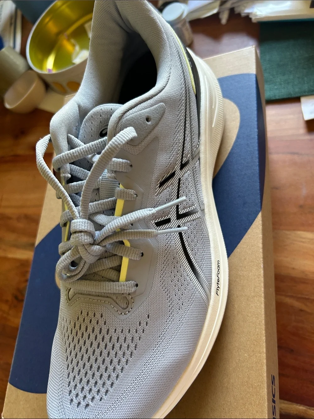 ASICS Gray and Yellow Men's Athletic Running Shoes